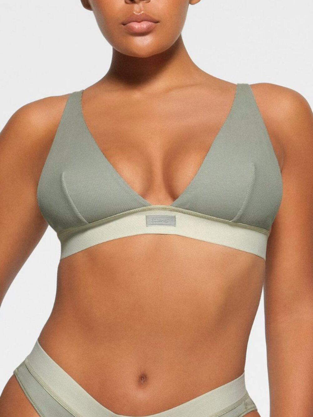 SKIMS Cotton Rib Plunge Bralette